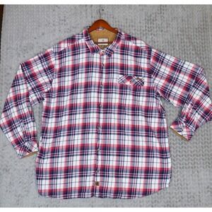 Legendary Whitetails Mens‎ 4XT Plaid Flannel Shirt Red White Blue Corduroy Trim